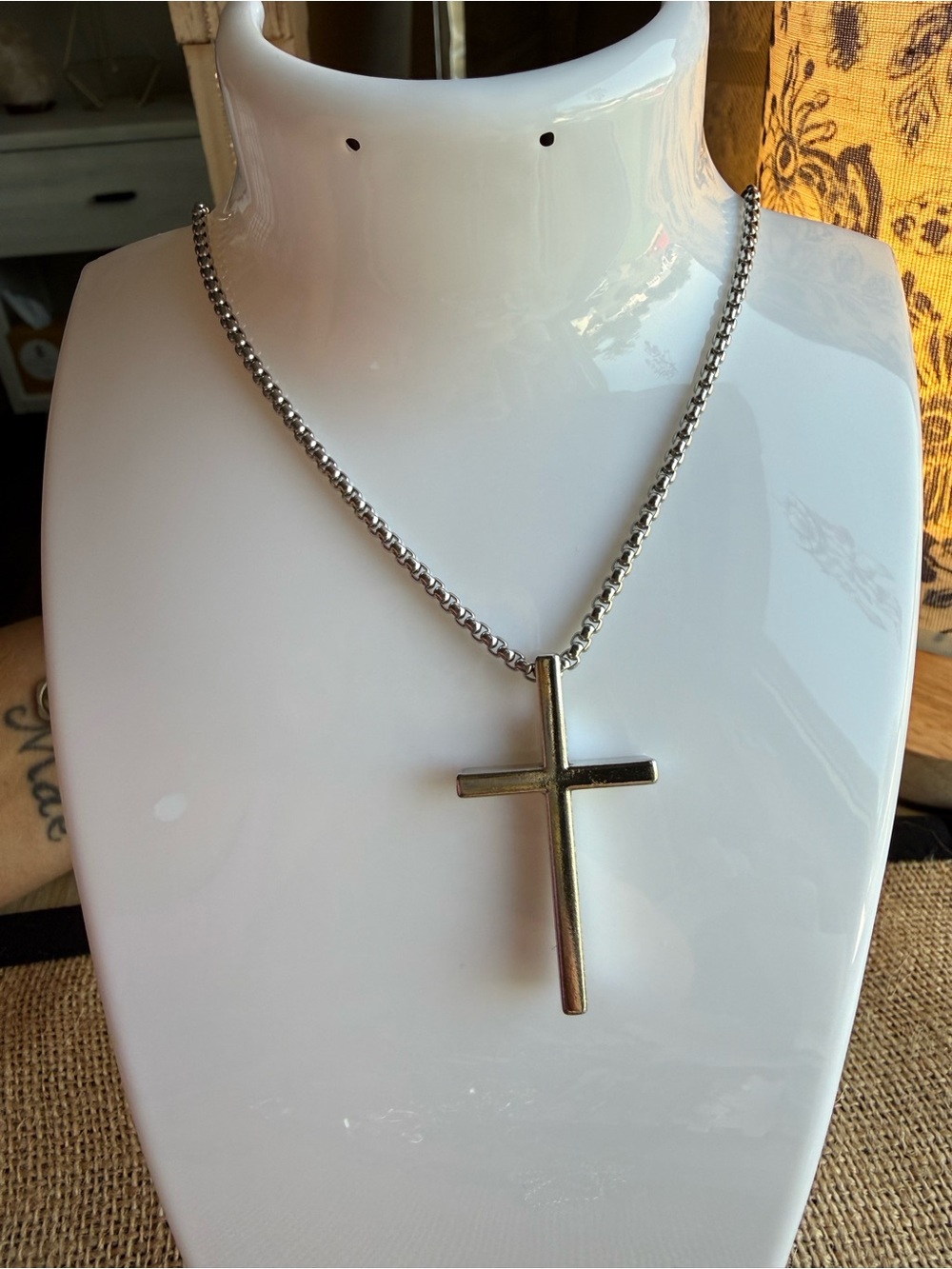 Men's Cross Pendant Necklace - Silver